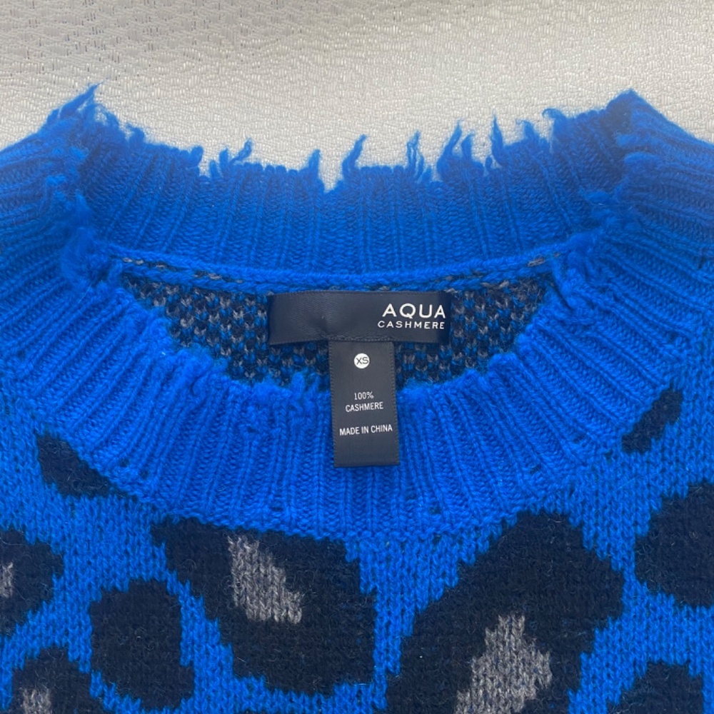 Aqua Cashmere Leopard Print Pullover Sweater - image 2
